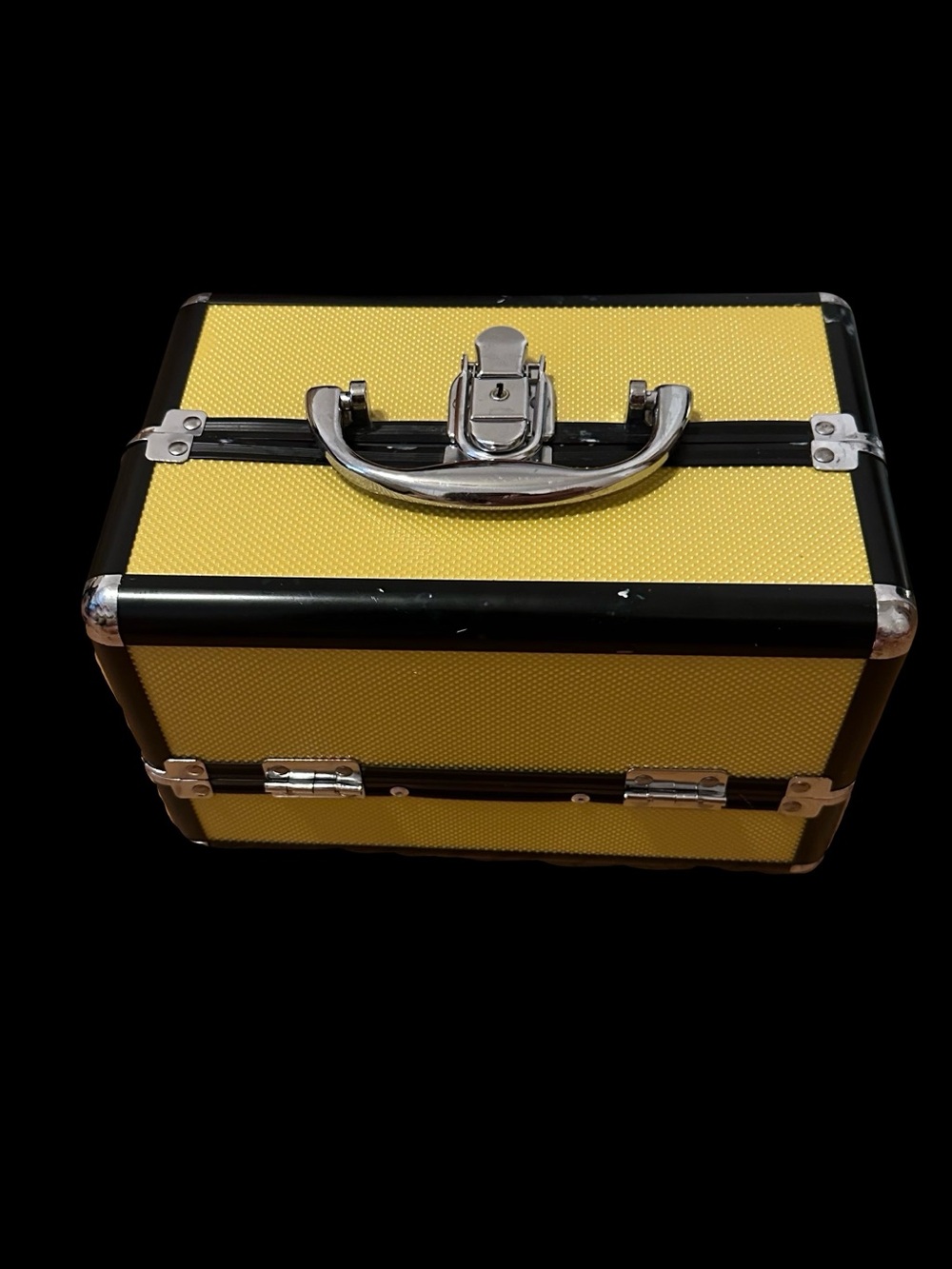 Yellow and Black Hard Case Train Case Makeup Toiletry